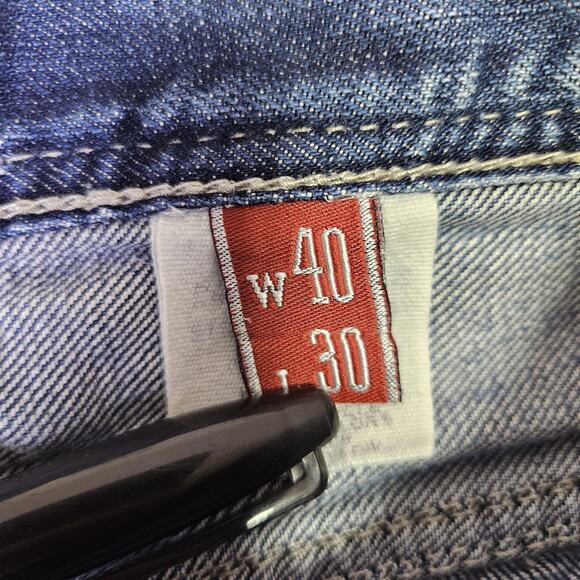 Stetson 1312 Modern Straight Leg Jean Mens 38x29 Blue Western Cowboy Embroidered - Picture 14 of 16